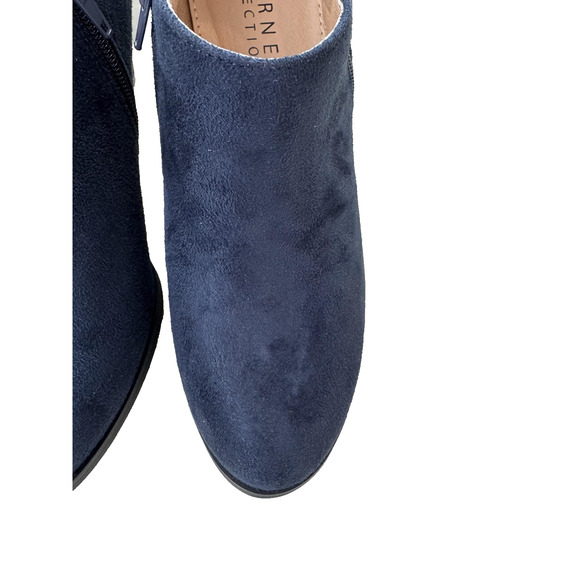 Journee Collection Sanzi Shoes Womens Size 8.5 Navy Blue Suede Heels Booties Zip - Picture 4 of 16